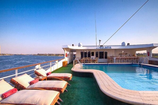 5 days 4 night Nile Cruise from Luxor with Balloon and Abu Simbel - On board life: meals, pool time, and entertainment between temples